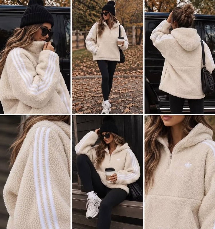Adidas beige fleece jacket
